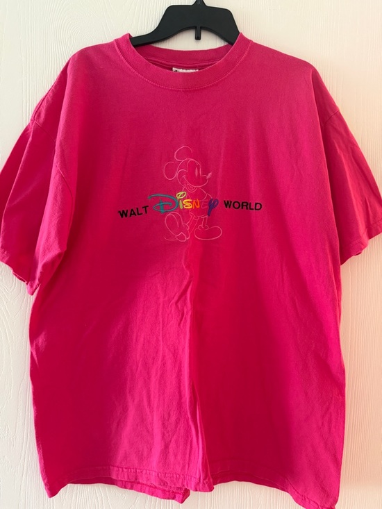 Disney Tops - Vintage Embroidered Walt Disney World Pink Mickey Tee